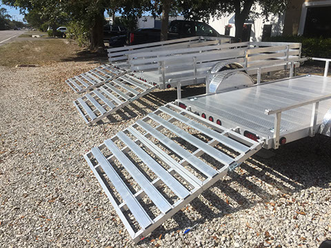 DMF Aluminum Trailer Bi-Fold Ramps fully extended